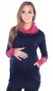 MijaCulture - 2 in1 Maternity & Nursing breastfeeding warm Sweatshirt Pullover Maddy 7115A Navy / Burgundy